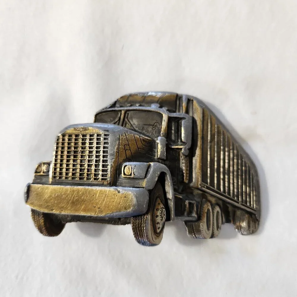 VTG The Great American Chicago Truck Brass Belt Buckle #240 Semi-Truck Trailer